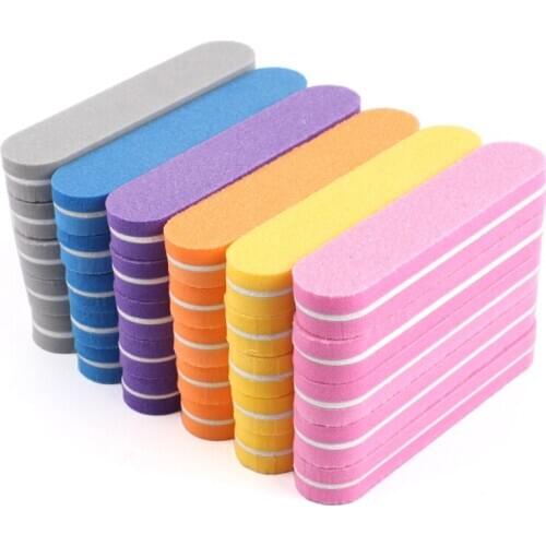 50Pcs/lot Mini Nail Files Colorful Sponge Double Sided Nails Buffer for Acrylic Nails Polish Sandpaper Block Nail Glitter Tools