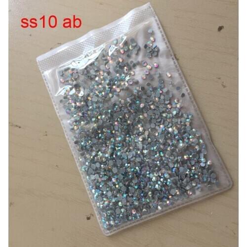 50 bags/lot Clear AB SS10 Crystal DMC Hot fix Rhinestones hot fix stones with glue for bags shoes dress accessaries