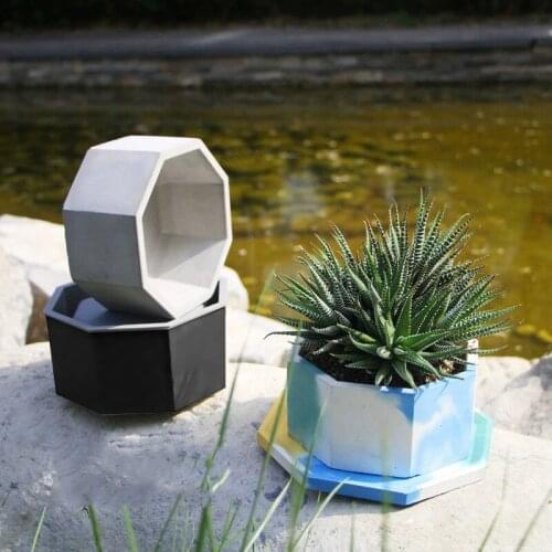 Big Octagon Silicone Mold For Concrete Flowerpot Polygon Geometric Cement Planter Molds DIY Succulents Pot Container Mould