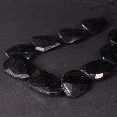 15.5"/strand Natural Obsidian Faceted Slab Twisted Loose Beads,Black Quartz Stone Slice Nugget Pendants Nacklace Jewelry Making