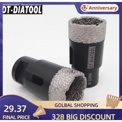 DT-DIATOOL 2pcs M14 Dia 32mm Dry Vacuum Brazed Diamond Drill Core Bits Ceramic Tile Hole Saw Granite Marble Stone Drilling Bits