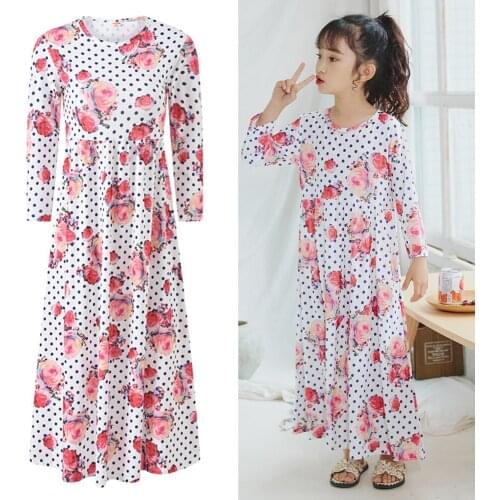 Long Dress Trend Bohemian Summer Dress for Girls Kids Beach Tunic Floral Maxi Dresses Toddler Baby Party Princess Dress Vestidos