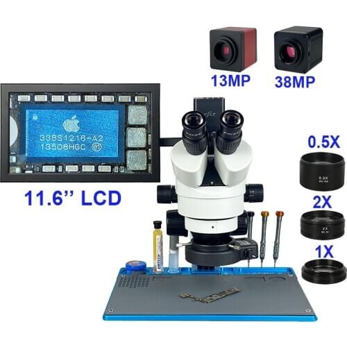 Efix 11.6" LCD 3.5-90X 38MP HDMI VGA HD Digital Camera Trinocular Microscope Multifunctional Workbench Repair Mobile Phone Tools