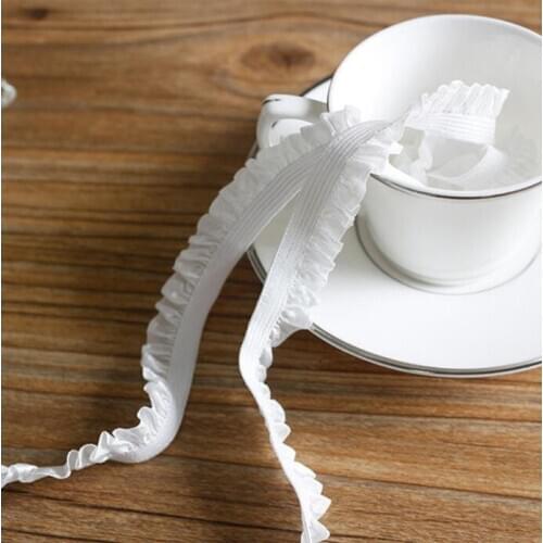 Hot Sale 5 Meters Elastic Lace Ruffle Lace Accessories White Fabric Lace DIY Decorative Cloth Curtain Lace Trim 2020New