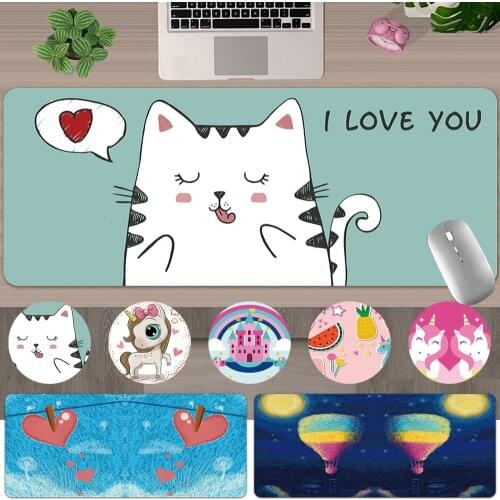 Gaming Mouse-Pad Large 30x60CM /30x80CM Durable Non-slip Keyboard Pad PU Leather Cute Cartoon Pattern Series Mousepad