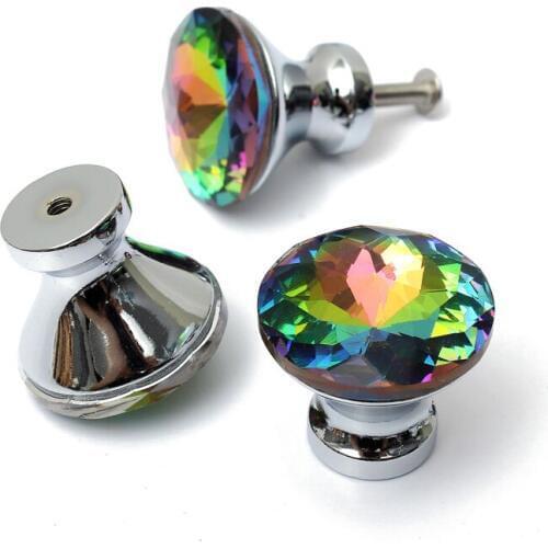 K9 Crystal Glass Handle Diamond Shape Knob With Screw 1pcs 30mm Furniture Door Kitchen Cabinet Drawer Wardrobe pull Handle 1007