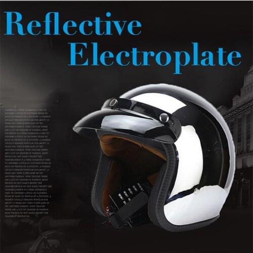 Mirror Silver Chrome Motorcycle Helmet Open Face Men Women Casco Vintage Scooter Jet Helmet Retro Helmets Pare Moto Cascos Para