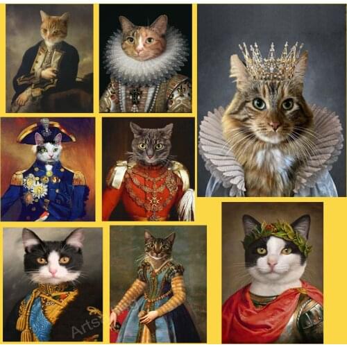 Customize DIY Mosaic Embroidery Diamond Painting Funny Cat Pet Portrait Fashion Show Poster Cross Stitch 5D Dimond Wall Art