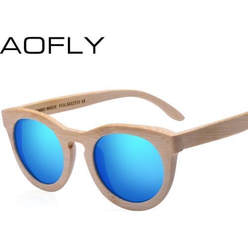 AOFLY BRAND DESIGN Handmade Bamboo Sunglasses Men Women Polarized Wood Sun Glasses Vintage Mirror Oculos De Sol AF607