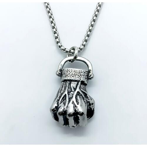 Hot 3D Metal Strong Muscle Fist Pendant Necklace Mens Power Symbol Hip Hop Stainless Steel Jewelry