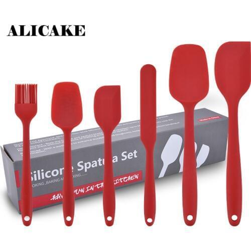 6 Pieces Set Silicone Baking & Pastry Spatulas Scraper Shovel Pastry Cutters Brush Silicone Kitchenware