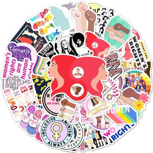 50pcs Creative Feminism Stickers For Notebooks Stationery Scrapbook Motivational Sticker Scrapbooking Material Craft Supplies