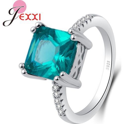 Novel Square Design Rings For Women Beautiful Style Dreamlike Feeling Anillos Real 925 Sterling Silver Cubic Zirconia Gift
