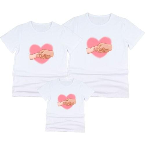 Family Matching Outfits T shirt Lovely Heart Rate Map Daddy Mom Daughter Son T-shirts Family Look Clothes Summer Top Tee Shirt
