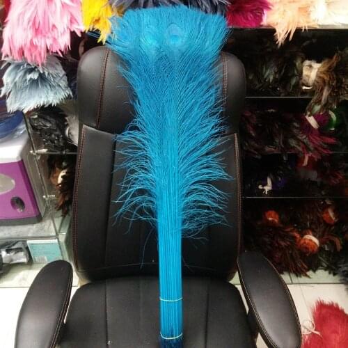Wholesale 50 PCS Beautiful 32-36inch/80-90cm Sky Blue Natural Peacock Feathers For DIY Clothes Wedding Party Decoration
