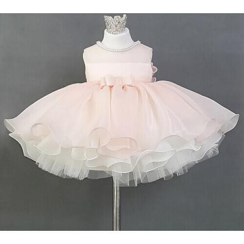 Pink Baby Girl Dress Ball Gown Christening Dresses 1 Year Flower Girl Infant Birthday Dress Baby Girl Baptism Princess Dresses