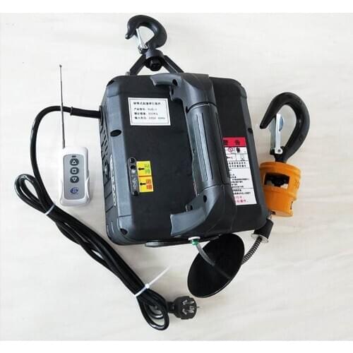 500KG 7.6M Portable electric winch hand winch traction block electric steel wire rope lifting hoist towing rope