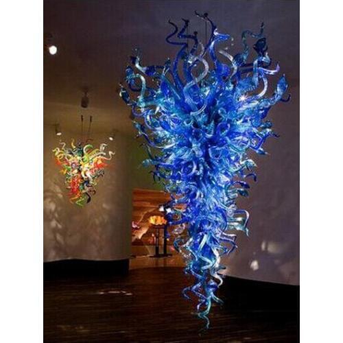 Superior Blue Glass Large Ceiling Light Hotel Lamp