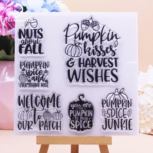 Alinacutle CLEAR STAMPS Pumpkin Kisses Harvest Wishes Scrapbook Card Album Paper Craft Rubber Transparent Silicon Clear Stamp