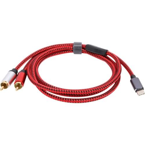 Tablet Speaker Amplifier TV Splitter Cord Type-C Male to 2 RCA Male Audio Cable for Xiaomi Huawei Tablet TV