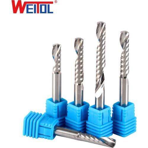 WeiTol 1pcs one flute spiral bit carbide end mill 1 flute milling cutting tools CNC machine tools for acrylic
