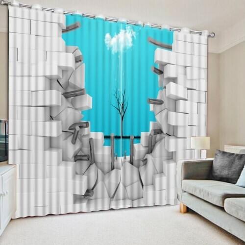 Window Blackout Luxury 3D Curtains set For Bed room Living room Office Hotel Home Wall Decorative BRICK CURTAINS