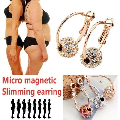 1 Pair Magnetic Slimming Earrings Lose Weight Body Relaxation Massage Slim Ear Studs Patch Health Jewelry Girls Women Best Gift