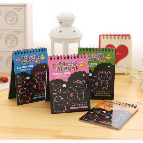 1pcs 14x10 cm Hot Magic Drawing Book DIY Scratch Notebook Black Cardboard As Gift For Kids Children Stationery School Supplies