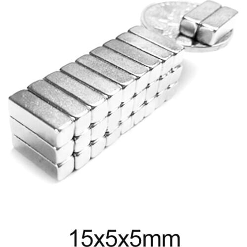10/20/50/100/150PCS 15x5x5 mm Strong Neodymium Magnet 15mmX5mm Block Permanent Magnet 15x5x5mm Powerful Magnetic Magnets 15*5*5