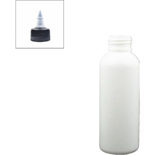 100ml empty plastic bottle , white pe bottle with black Twist Top Caps, pointed mouth top cap X 10