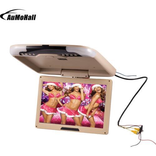 13" Car Monitor DC 12V 13 Inch Car Ceiling Monitors Roof Mounted Flip Down Monitor Beige Color
