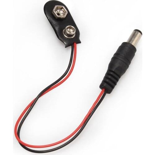 20pcs 9V Battery Button Power DC Male Line Adapter Cable 9V Battery Buckle With DC 5.5*2.1mm Plug Battery Box