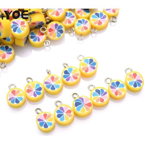 30/50/100pcs Colorful Lemon Bead Polymer Clay Beads Spacer Clay Beads for DIY Bracelet Earring Keychain Necklace Jewelry Finding