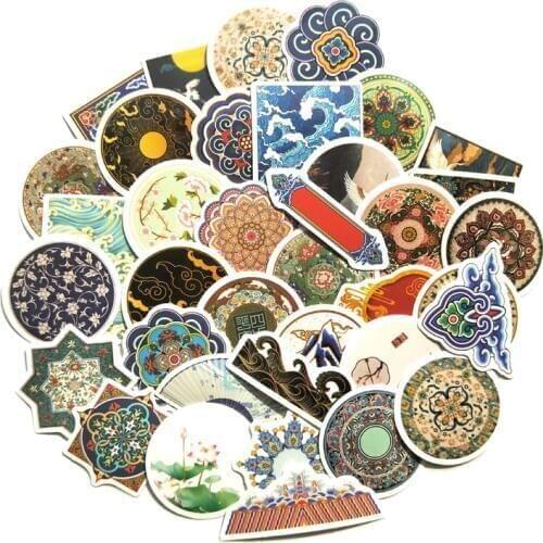 40Pcs 2-3CM Hand Account Retro Art Building Stickers For Suitcase Skateboard Laptop Luggage Fridge Phone Sticker
