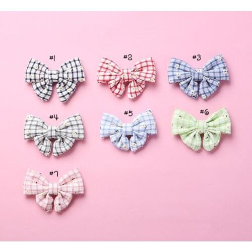 50 Pcs/Lot, Cute Floral Prints Hair Bow Nylon Headbands,Kid Baby Plaid Bows Elastic Hairbands Kids Girls Nylon Hair Accessories