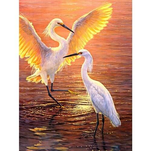 5D diy diamond embroidery sunset swan lake diamond painting Cross Stitch full square Rhinestone home decoration