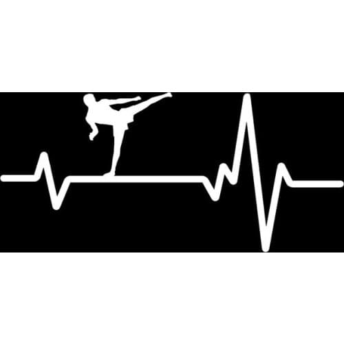 16.8CM*7.8CM Karking Kickboxing Glove Man Heartbeat Vinyl Black/Silver Car Sticker