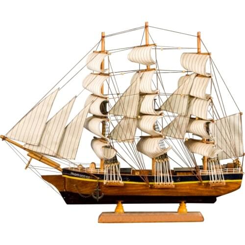 LUCKK 60CM White Sailing Boat 62*13*50cm vintage home decor Sailing Model Ship Gift For Adult Wood Crafts Nautical Retro Model