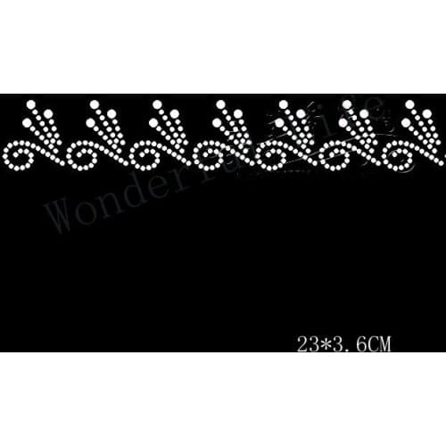 Free shipping nice sparkle curlz white strips dot for clothing Hotfix Rhinestone Transfer Design Iron on for clothing use