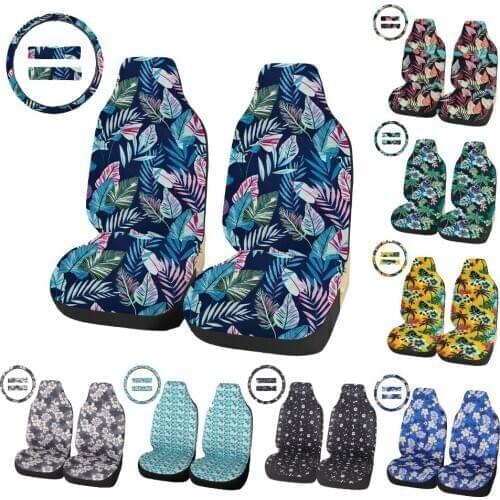 Car Front Seat Cover Shoulder Pad Seat Protector Cute Flower Car Accessories For Girls Steering Wheel Cover for 36 To 38 Cm