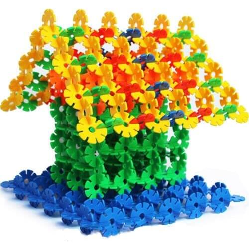 Children educational toy snowflakes plastic beaded assembling puzzle toys for child
