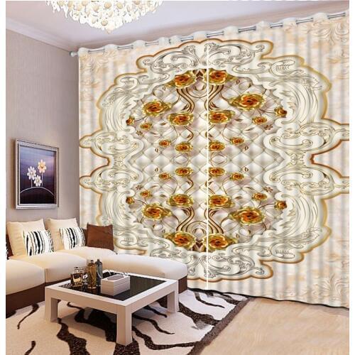 European Marble gold rose 3D Curtains Photo Large pattern Luxury Curtains For Living room Bedroom New Cortinas Custom size
