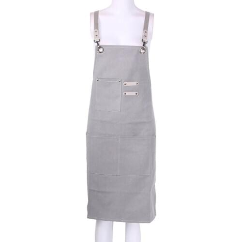 Chef Apron Cotton Canvas Cross Back Adjustable Apron with Pockets for Women and L4MB