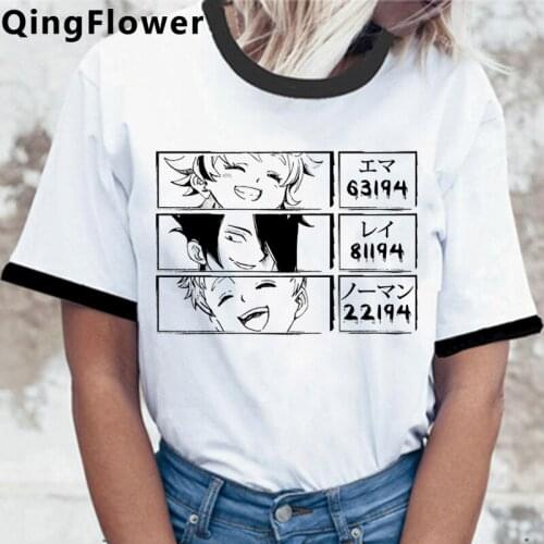 Janpan Anime The Promised Neverland Emma Norman Ray T-shirt Harajuku Graphic Tshirt Unisex Kawaii T Shirt Hip Hop Top Tees Male