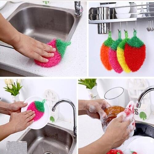 Fruit Dish Scrubber Sponge Clean Strawberry Home Kitchen Tool Bowl Pan Washing Washing Cloth Scouring Tableware