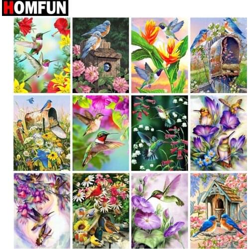 HOMFUN Full Square/Round Drill 5D DIY Diamond Painting "Bird flower" 3D Diamond Embroidery Cross Stitch Home Decor Gift