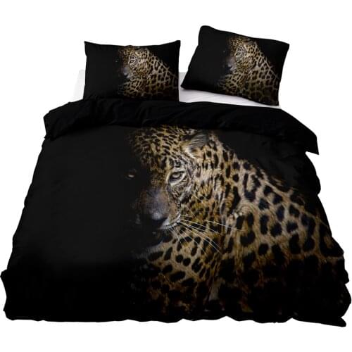 Wild Cheetah Pattern Duvet Cover Set With Pillowcase, 240x220 Quilt Cover, 264×228 Blanket Cover,Black HD Printing Bedding Set