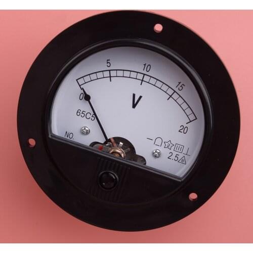 65C5 DC 0-20V Round Analogue Panel Meter Volt Voltage Gauge Analog Voltmeter