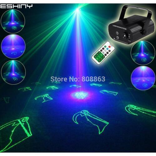 ESHINY MINI G&B Laser 24 Halloween Patterns Projector Remote Blue LED Club Bar DJ Dance Disco Party Stage Lighting Light T148D25
