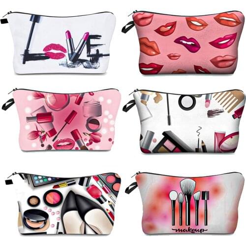 Hot Sale Printing Women Cosmetic Bags Lovely Casual Travel Portable Storage Handbags Makeup Bag Toiletry Bags